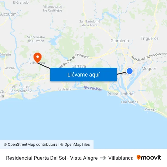Residencial Puerta Del Sol - Vista Alegre to Villablanca map