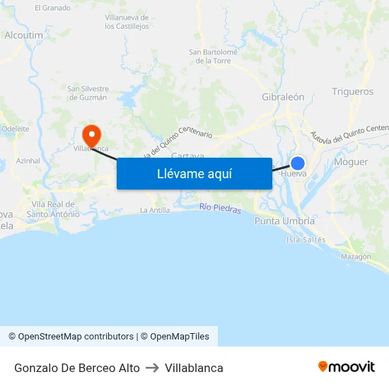 Gonzalo De Berceo Alto to Villablanca map