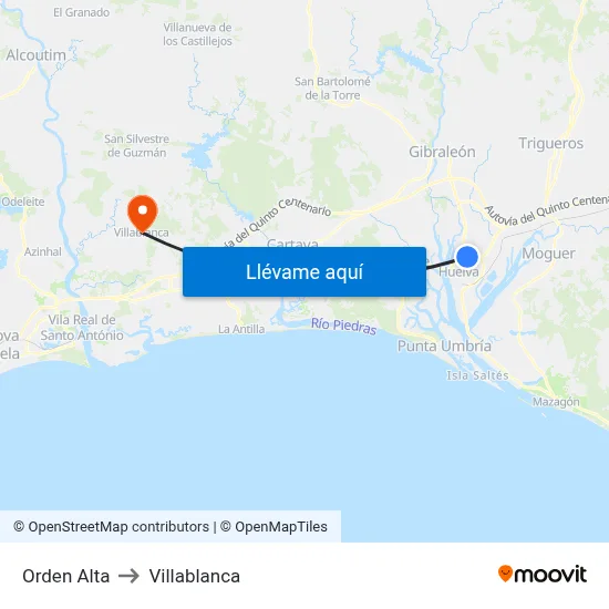 Orden Alta to Villablanca map