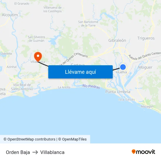 Orden Baja to Villablanca map