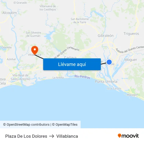 Plaza De Los Dolores to Villablanca map