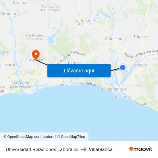 Universidad Relaciones Laborales to Villablanca map