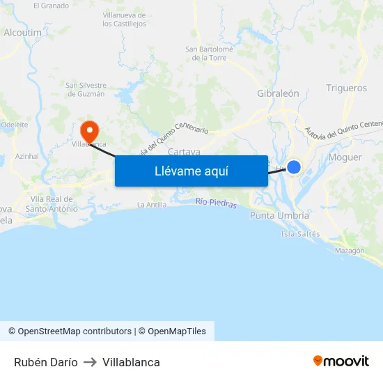 Rubén Darío to Villablanca map