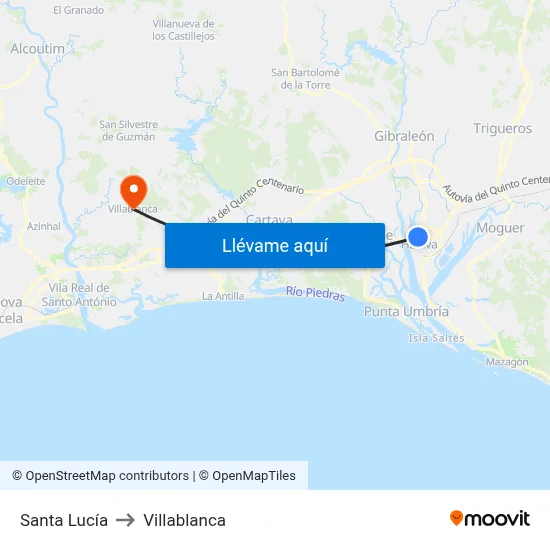 Santa Lucía to Villablanca map