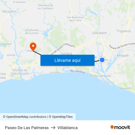 Paseo De Las Palmeras to Villablanca map