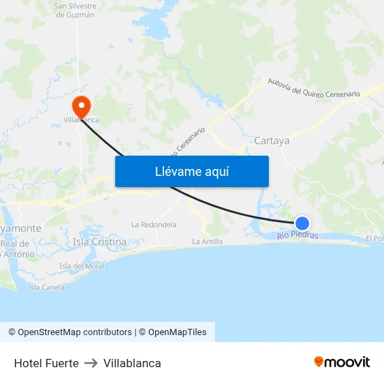 Hotel Fuerte to Villablanca map