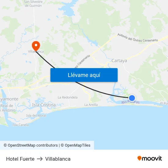 Hotel Fuerte to Villablanca map