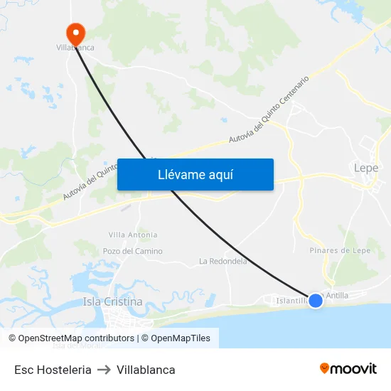 Esc Hosteleria to Villablanca map