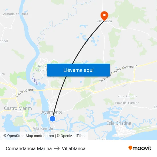 Comandancia Marina to Villablanca map