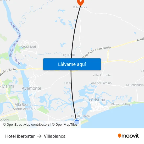Hotel Iberostar to Villablanca map