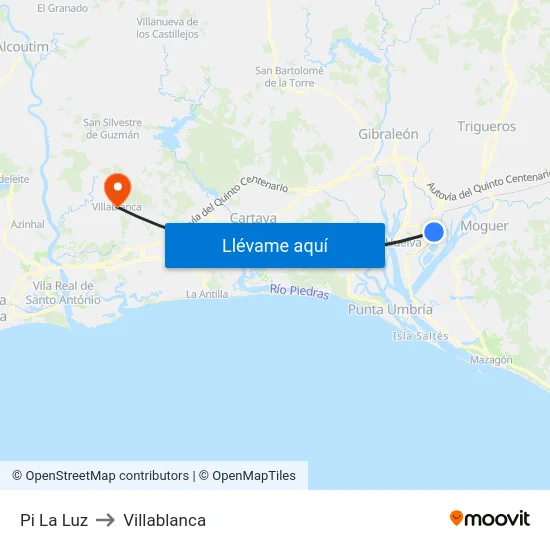 Pi La Luz to Villablanca map