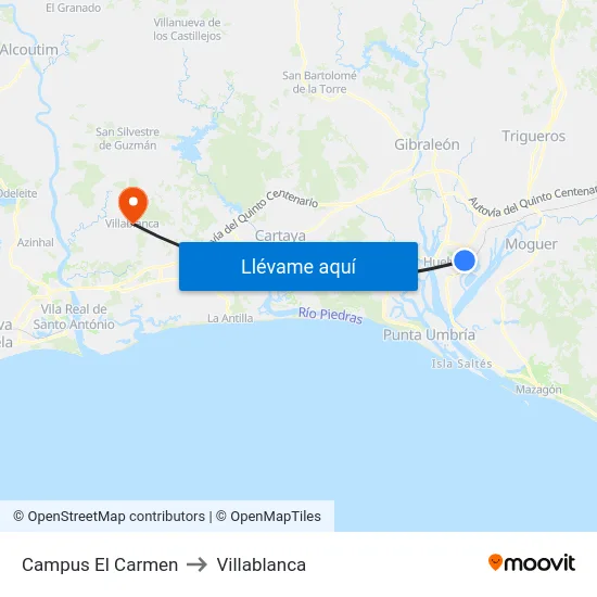 Campus El Carmen to Villablanca map