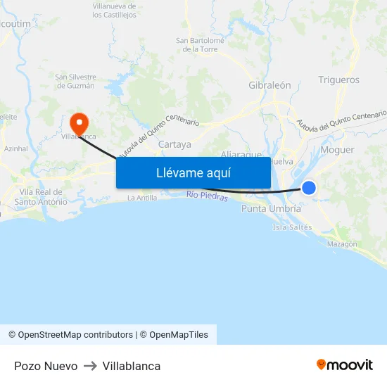 Pozo Nuevo to Villablanca map