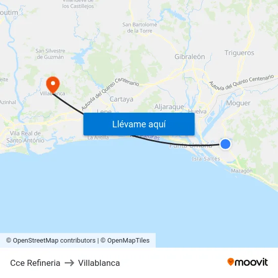 Cce Refineria to Villablanca map