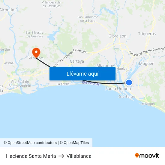 Hacienda Santa Maria to Villablanca map