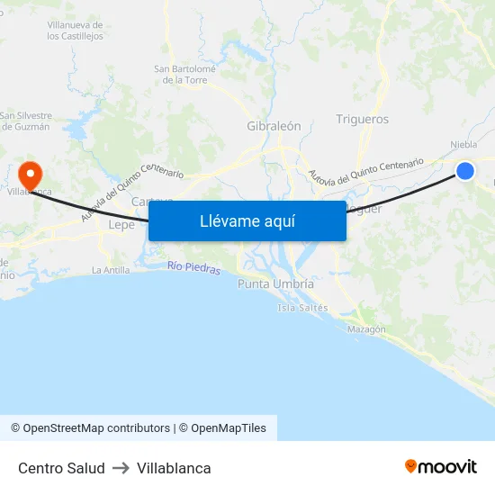 Centro Salud to Villablanca map