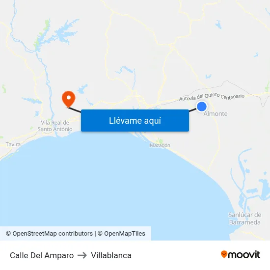 Calle Del Amparo to Villablanca map