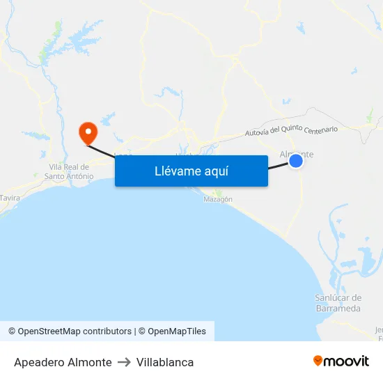 Apeadero Almonte to Villablanca map