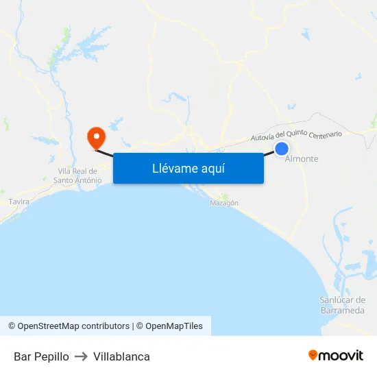 Bar Pepillo to Villablanca map