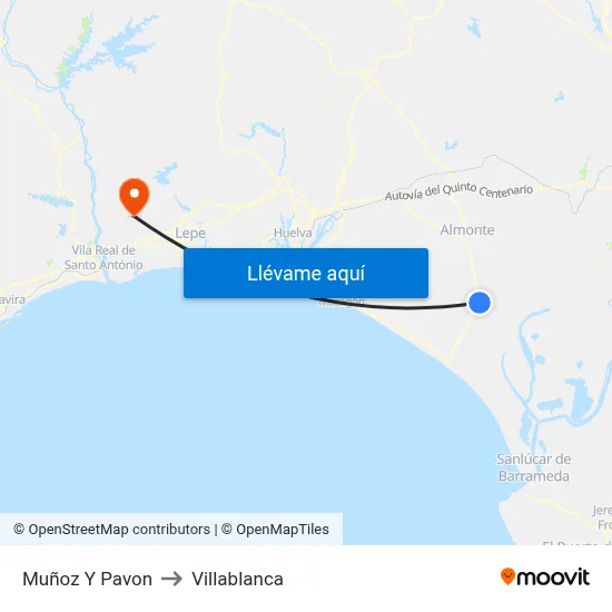 Muñoz Y Pavon to Villablanca map