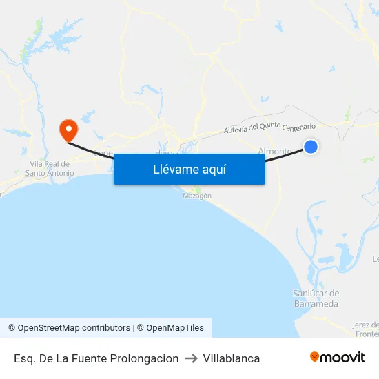 Esq. De La Fuente Prolongacion to Villablanca map