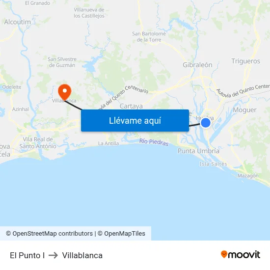 El Punto I to Villablanca map