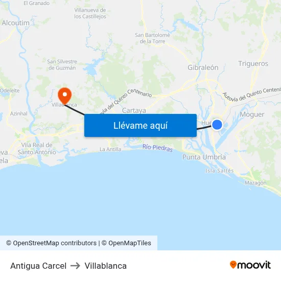 Antigua Carcel to Villablanca map