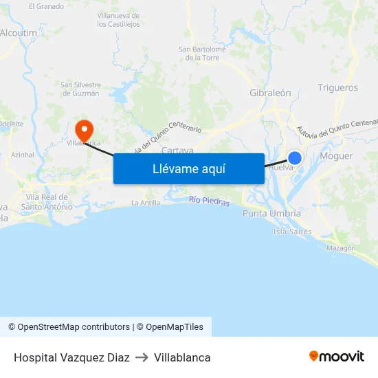 Hospital Vazquez Diaz to Villablanca map