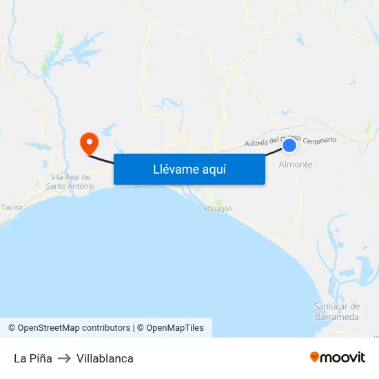 La Piña to Villablanca map