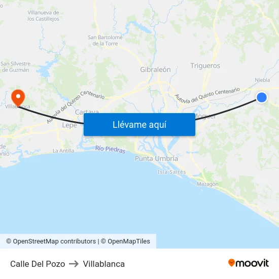 Calle Del Pozo to Villablanca map