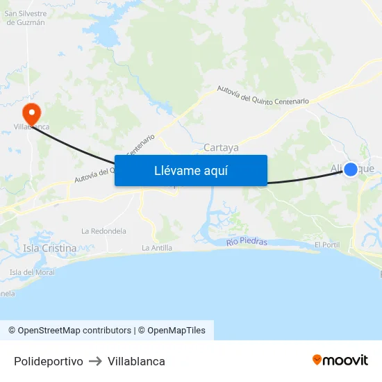 Polideportivo to Villablanca map