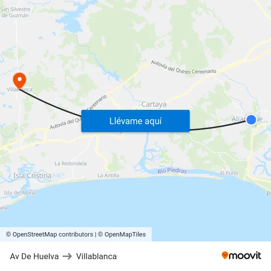 Av De Huelva to Villablanca map