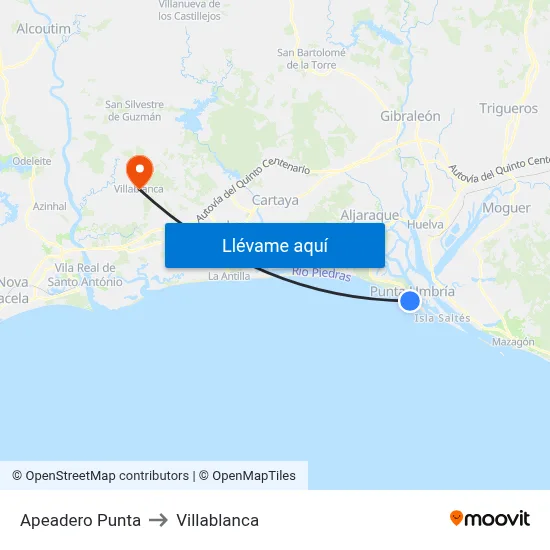 Apeadero Punta to Villablanca map