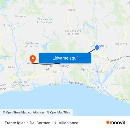 Frente Iglesia Del Carmen to Villablanca map