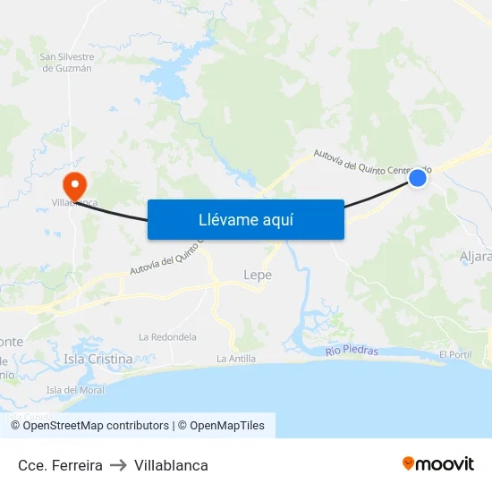 Cce. Ferreira to Villablanca map