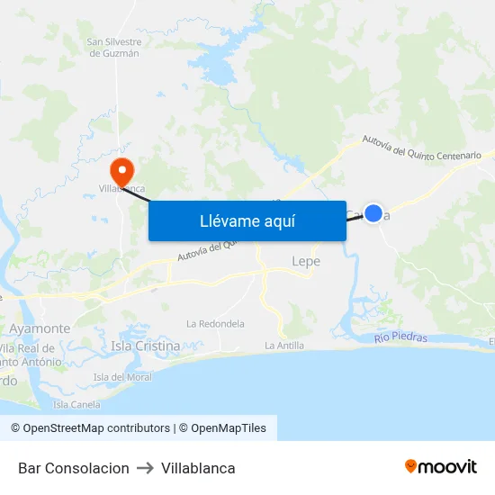 Bar Consolacion to Villablanca map
