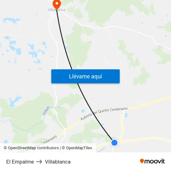 El Empalme to Villablanca map