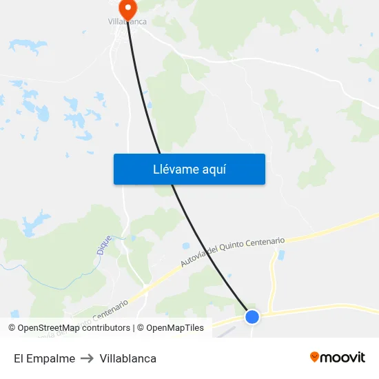 El Empalme to Villablanca map