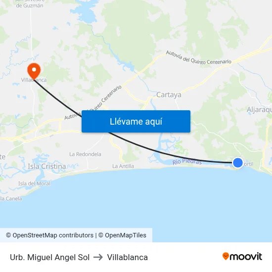 Urb. Miguel Angel Sol to Villablanca map