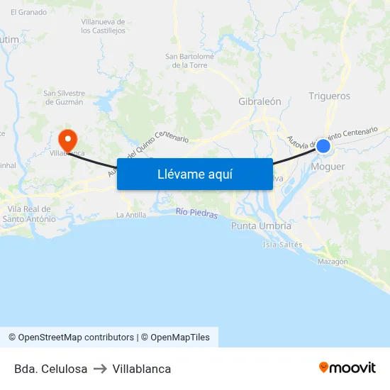Bda. Celulosa to Villablanca map
