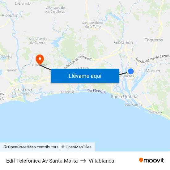 Edif Telefonica Av Santa Marta to Villablanca map