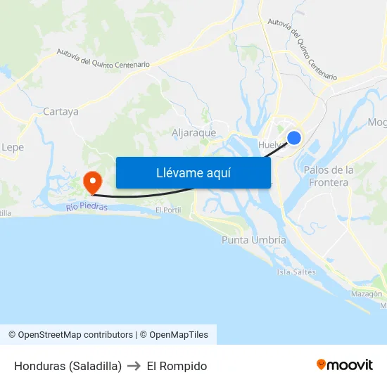 Honduras (Saladilla) to El Rompido map