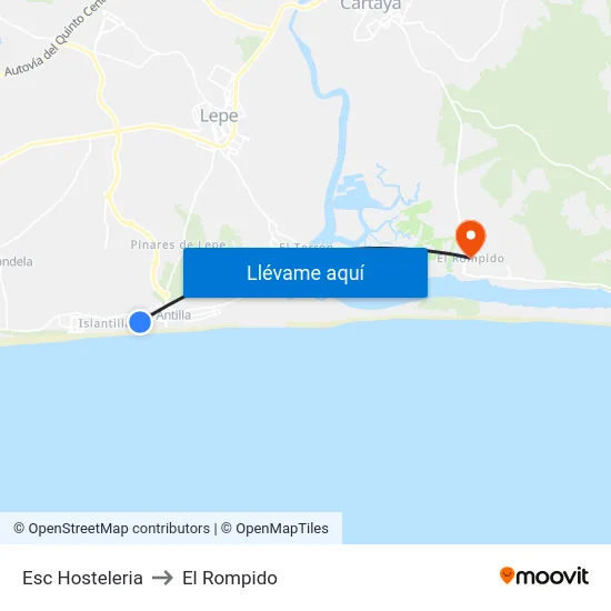 Esc Hosteleria to El Rompido map