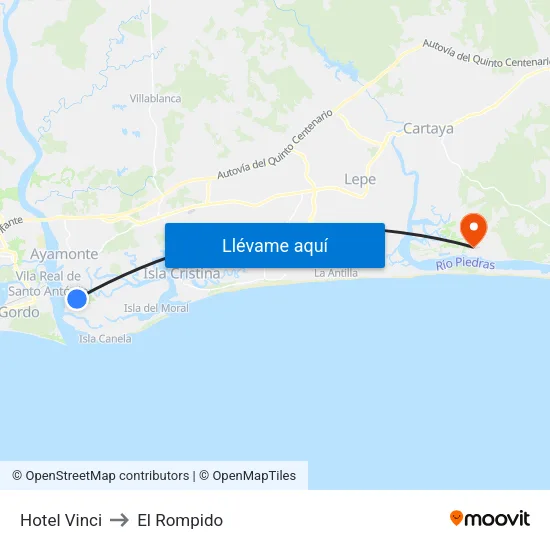 Hotel Vinci to El Rompido map