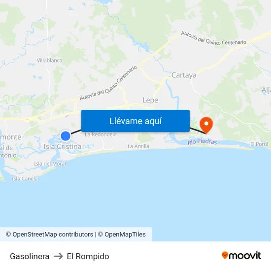 Gasolinera to El Rompido map