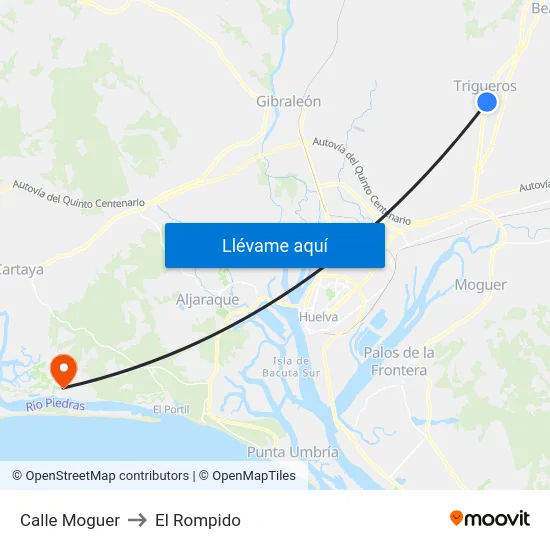 Calle Moguer to El Rompido map