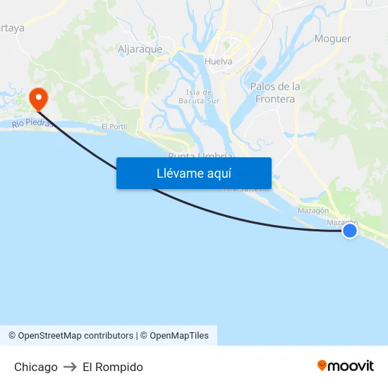 Chicago to El Rompido map