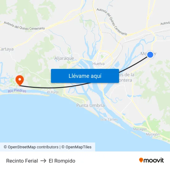 Recinto Ferial to El Rompido map