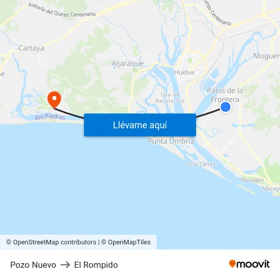 Pozo Nuevo to El Rompido map