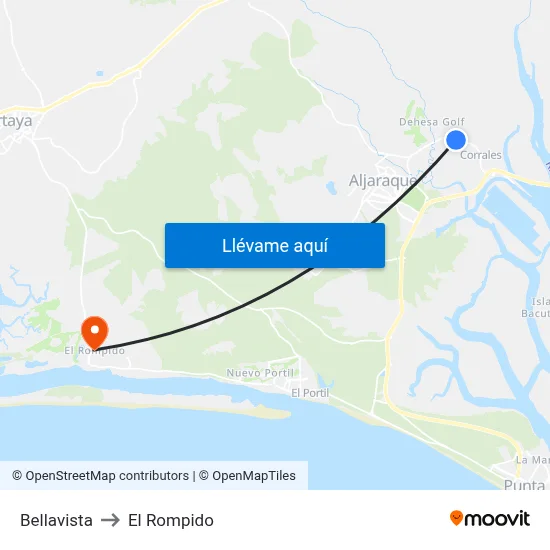 Bellavista to El Rompido map